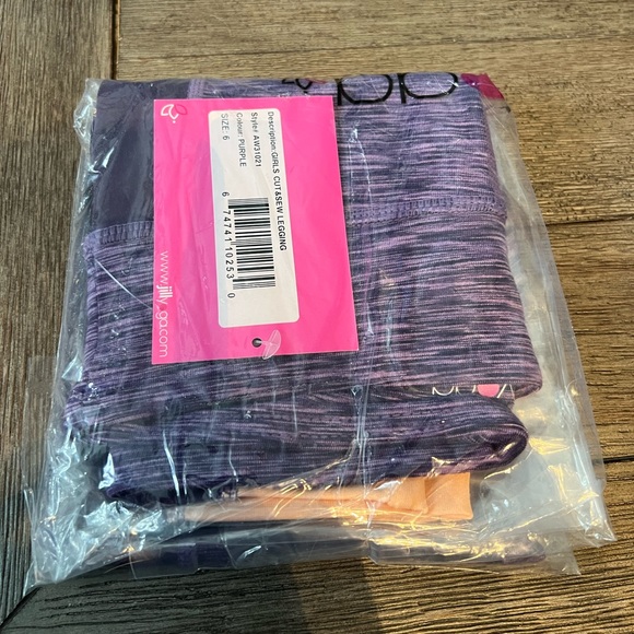 NWT Jill Yoga Little Girls sz 6 Colourblock Purple Leggings - Picture 9 of 11